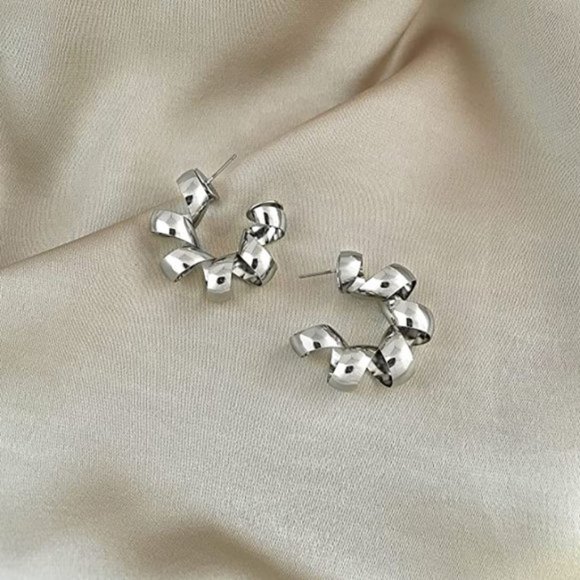 Anthro Gold ✦ Silver Hoop Metal Earrings ✦ - Picture 4 of 4